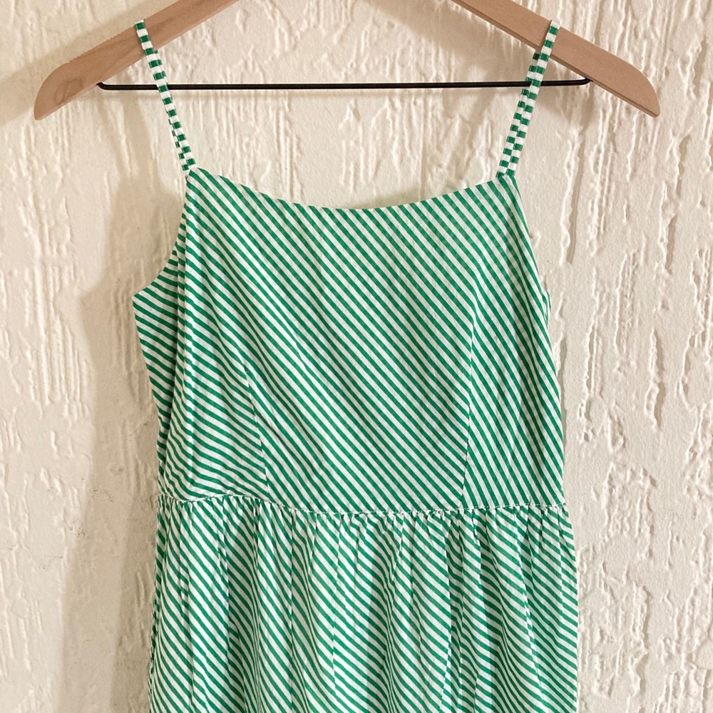 Long Tall Sally Green and White Striped Cotton Maxi Dress Size 4 Tall - Picture 2 of 11